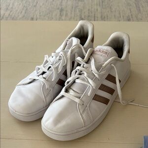 Adidas White Shoes with Tan Accents